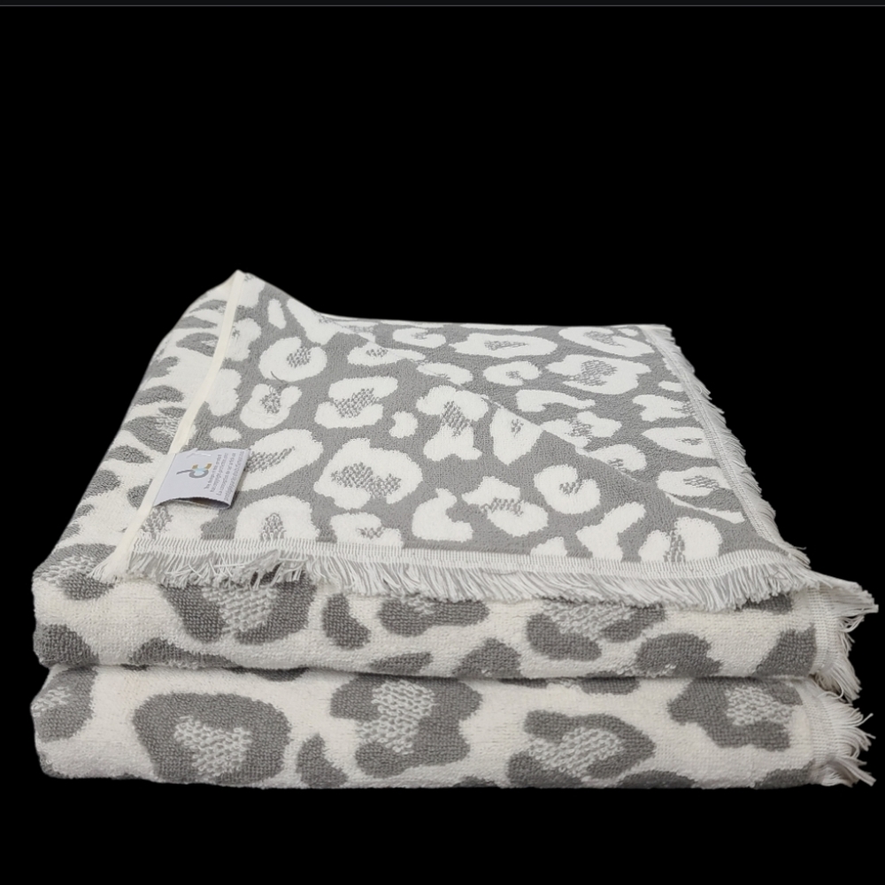 6pc Leopard Cheetah Animal Print Bath Hand Washcloth Towel Set Deborah Connolly - Picture 4 of 7